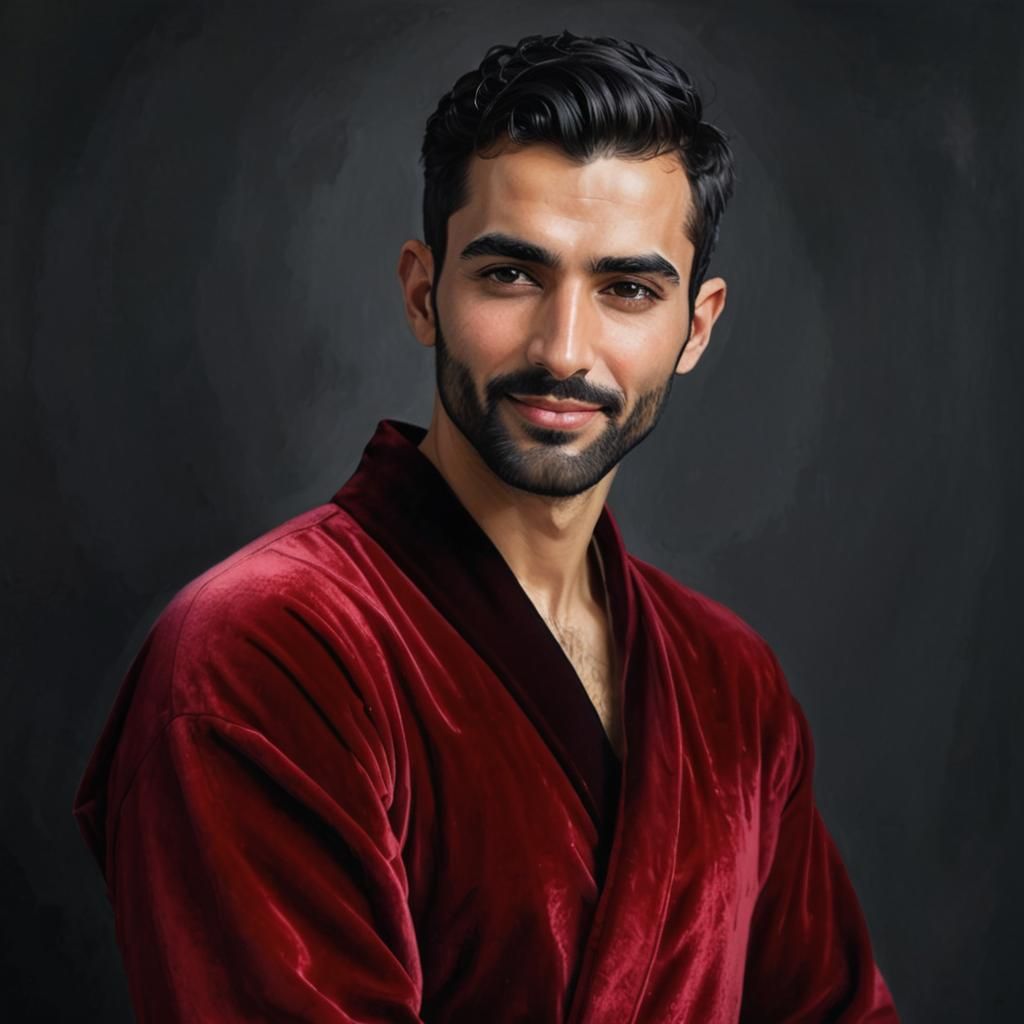 Art Nouveau Portrait: Smiling Man in Velvet