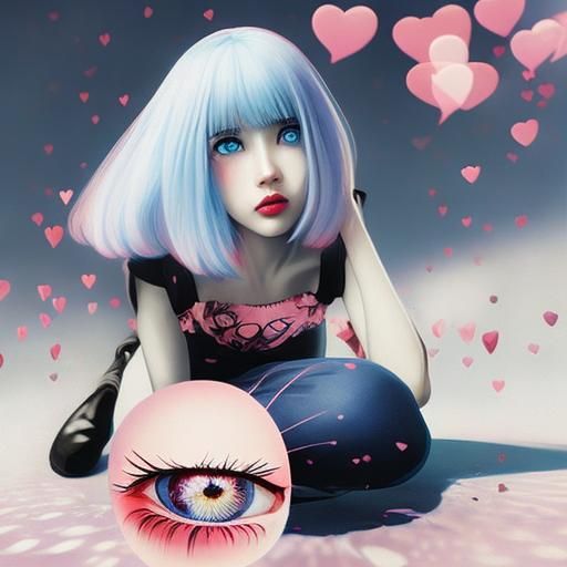 Woman in Love: Comic Book Art with Hearts