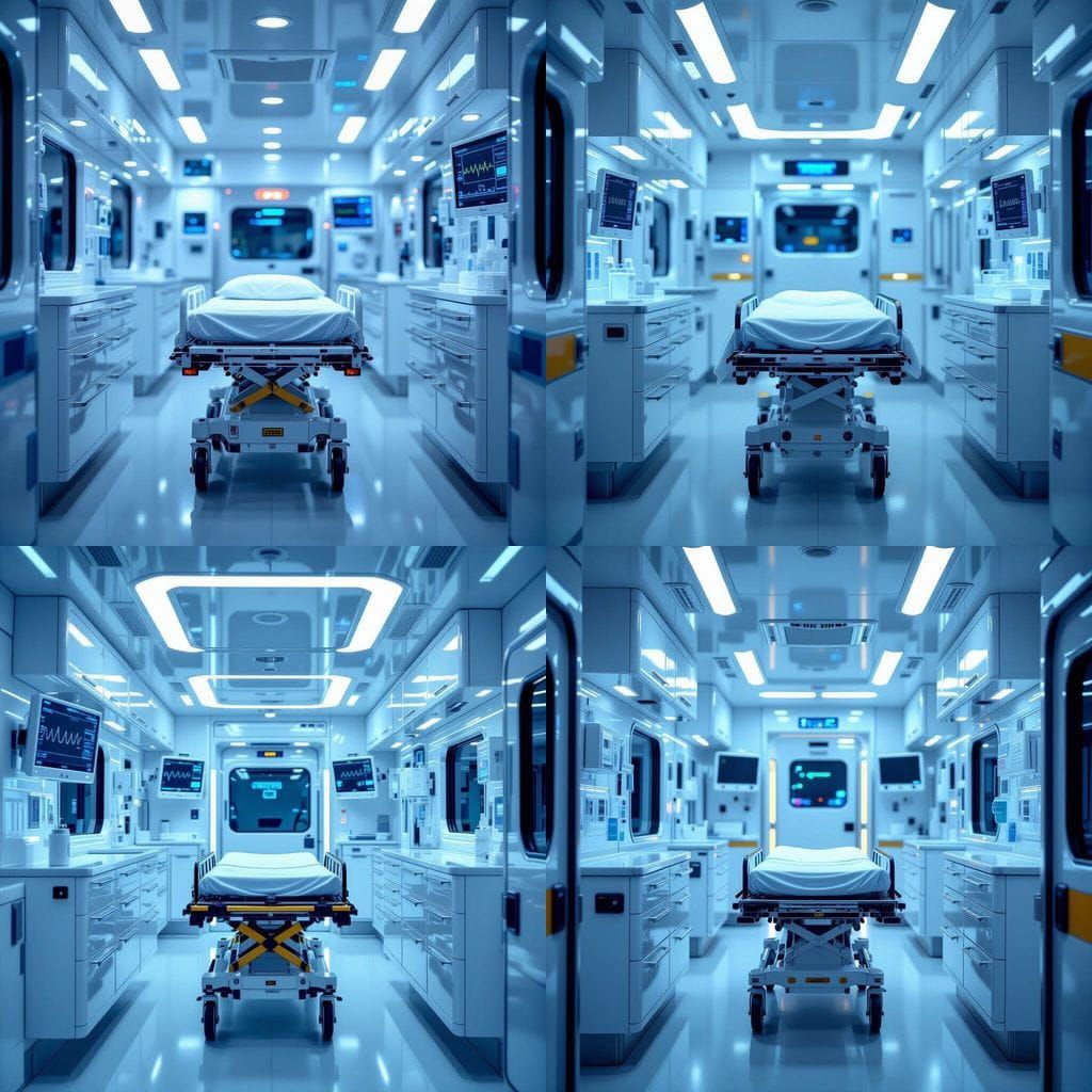 Modern Ambulance Interior: High-Tech Medical Bay