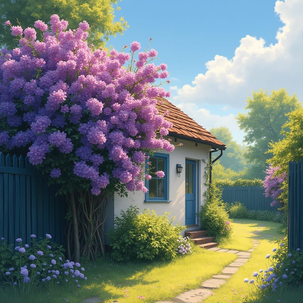 Vibrant Bush in Heavenly Sunshine, Monet-Style