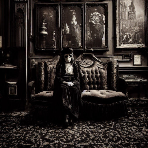 Gothic Victorian Rockstar in Luxurious, Atmospheric Coffee S...