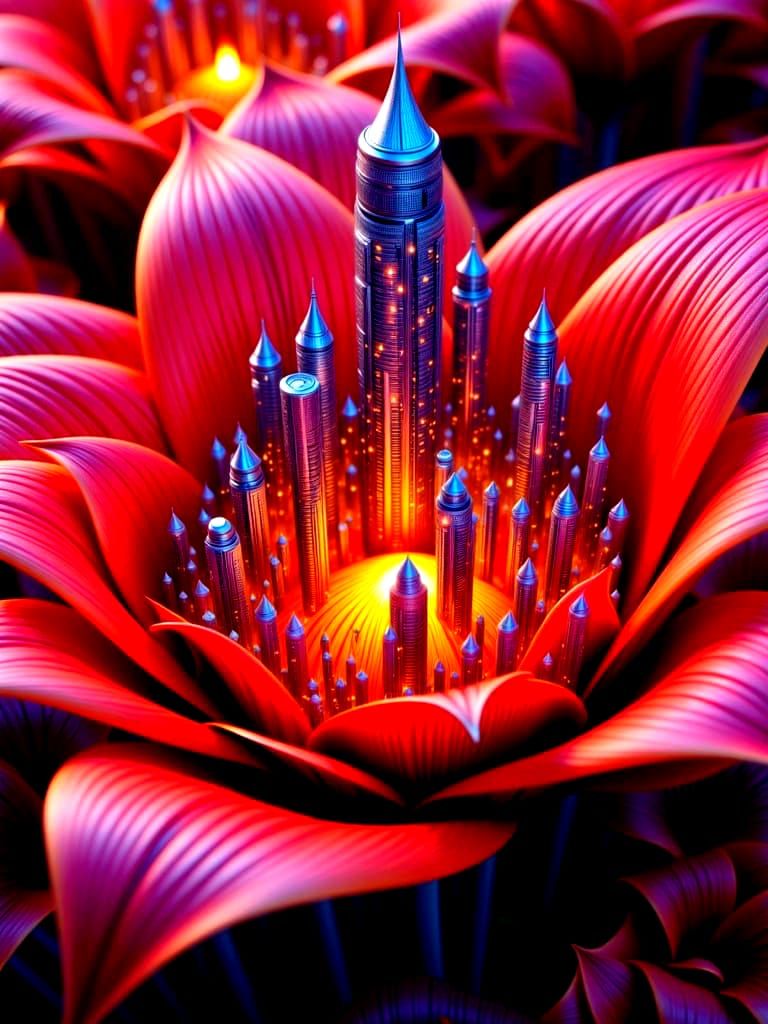 Glass Flower Unfurls Miniature Cityscape