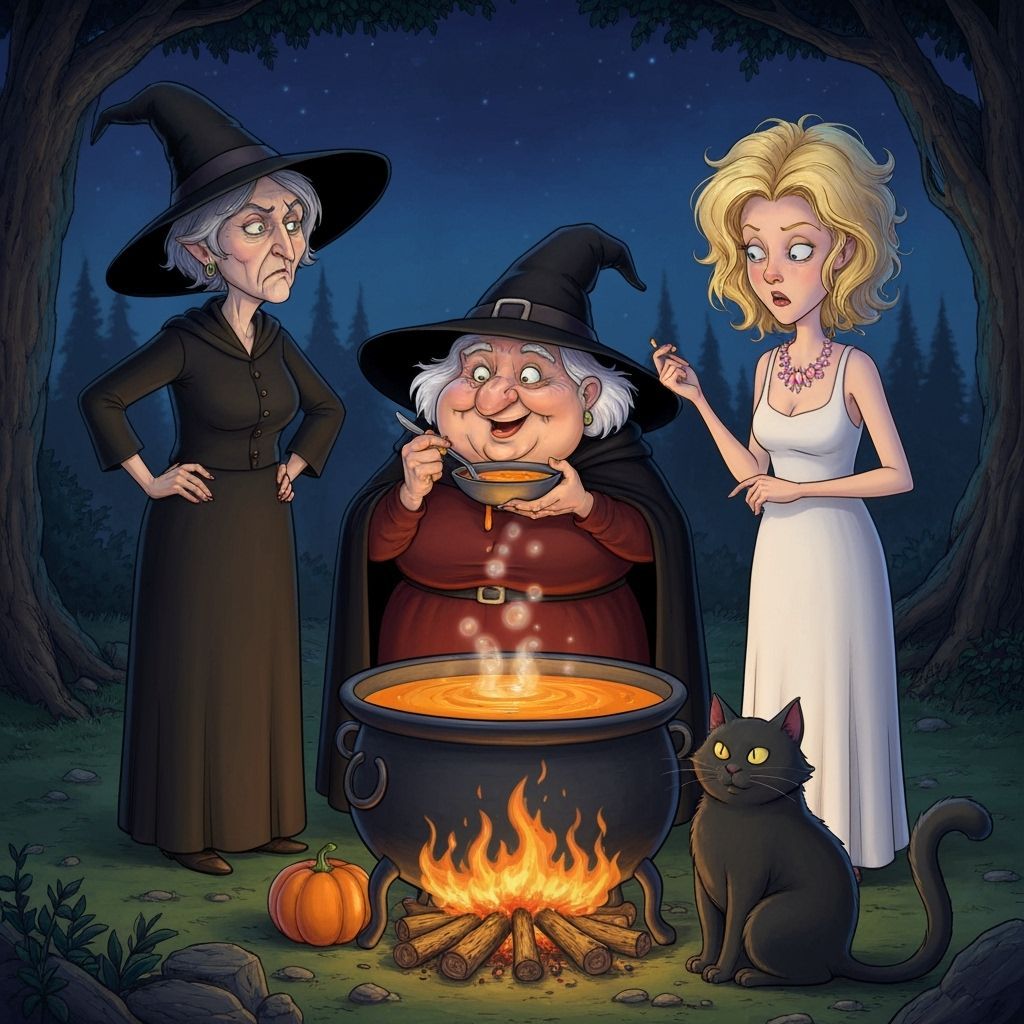 Discworld Witches Meeting in Forest by Night