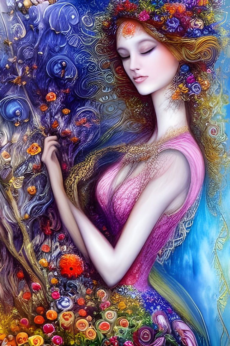 Enchanting Watercolor Portrait with Floral Elements