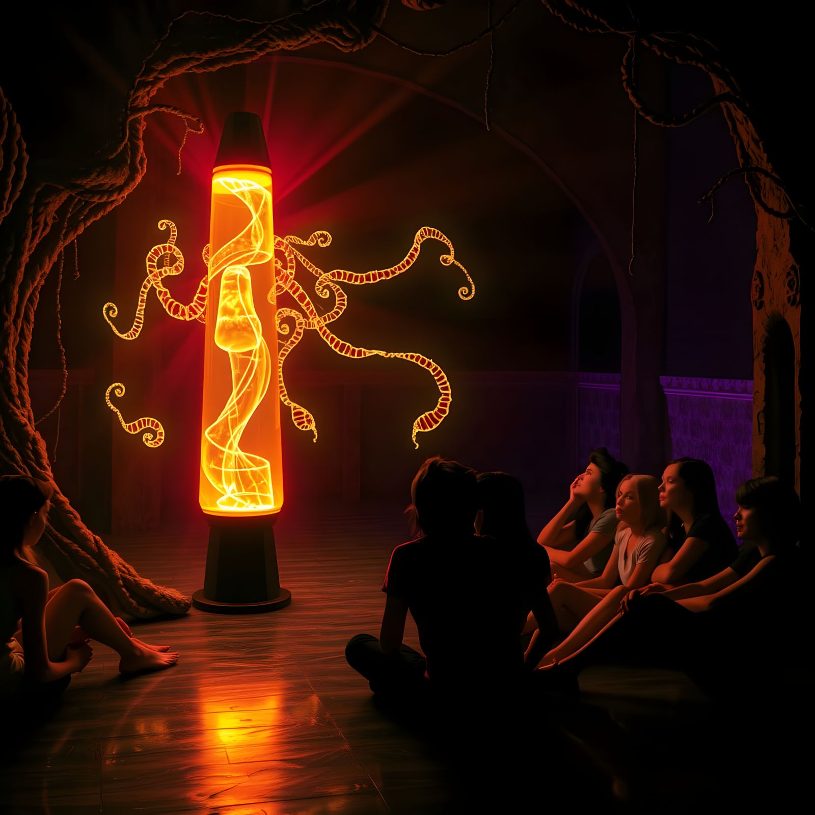 Psychedelic Seance Lit by Lava Lamp