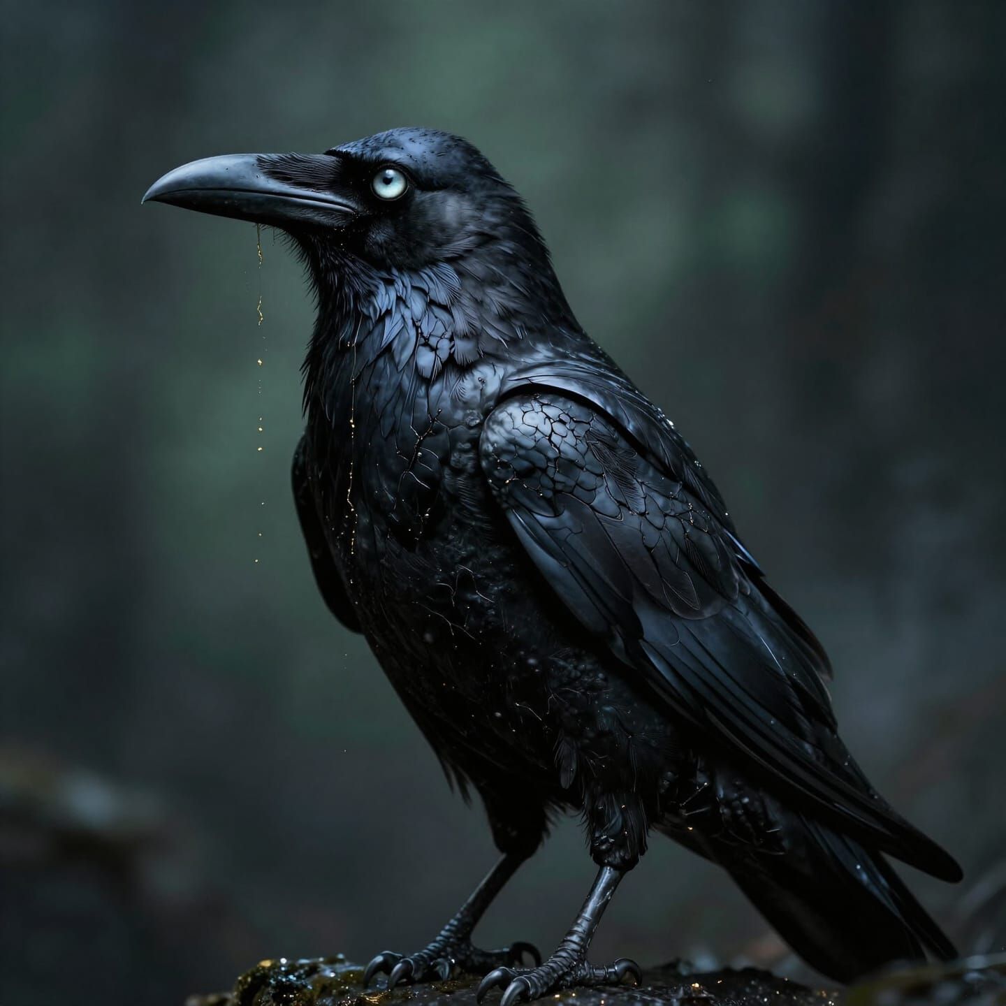 Gothic Realism Raven Portrait in Dark Fantasy Style