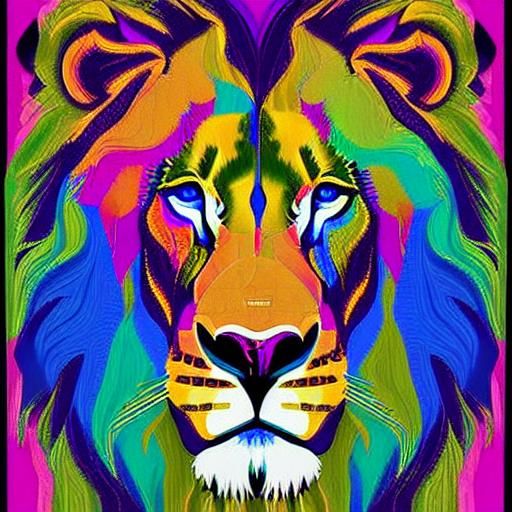 Holographic Lion Guarding a Maximalist Mansion