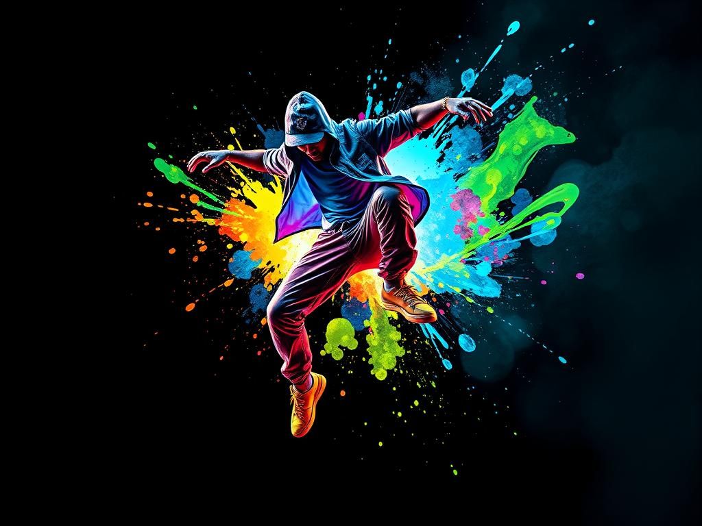 Bioluminescent Neon Ink Splatter Hip Hop Dance
