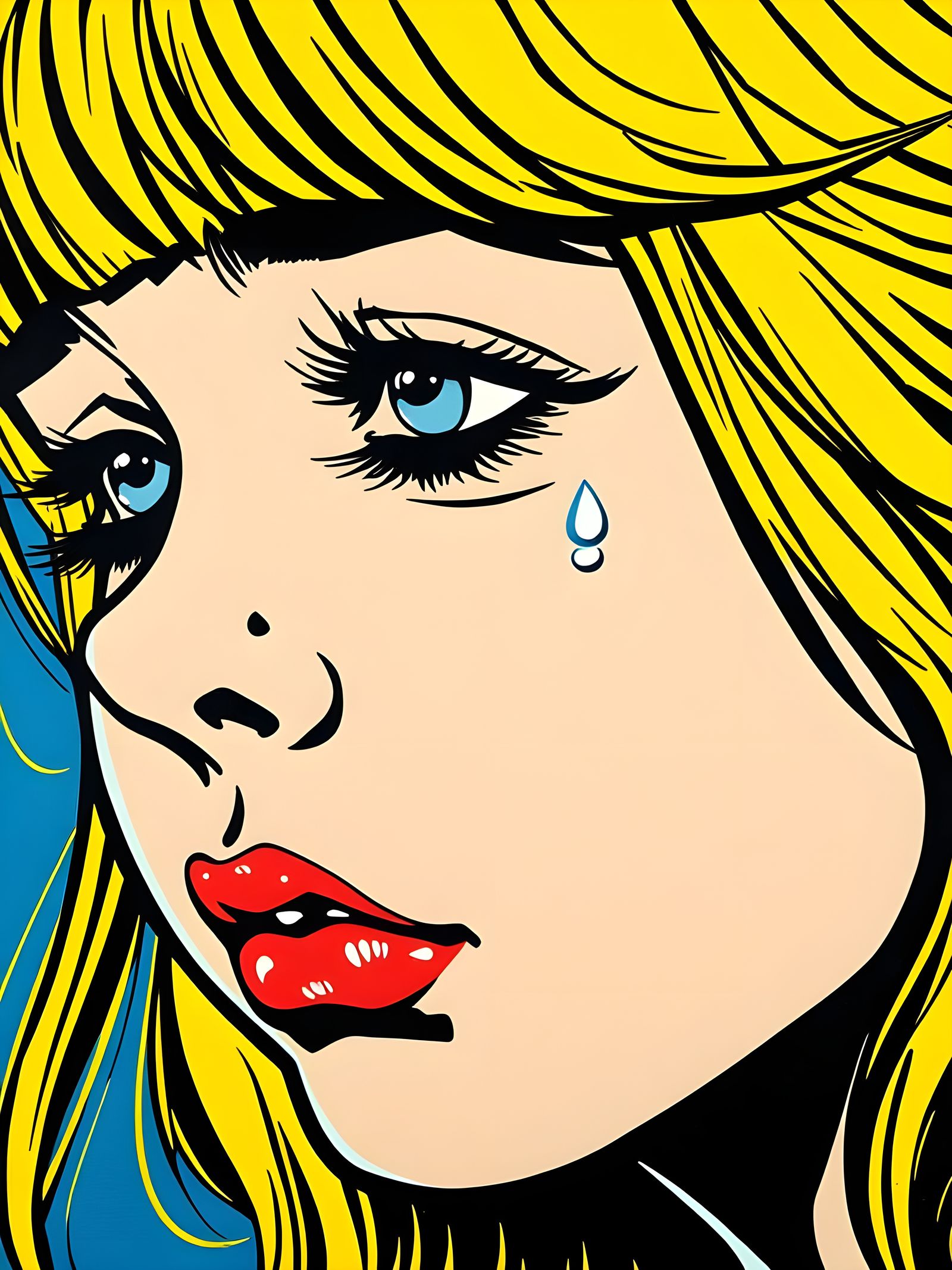 Pop Art Crying Girl in Comic Style