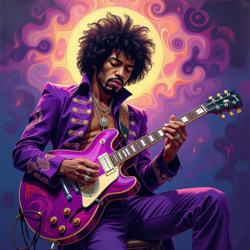 Psychedelic Airbrush Guitar Art of Jimi Hendrix