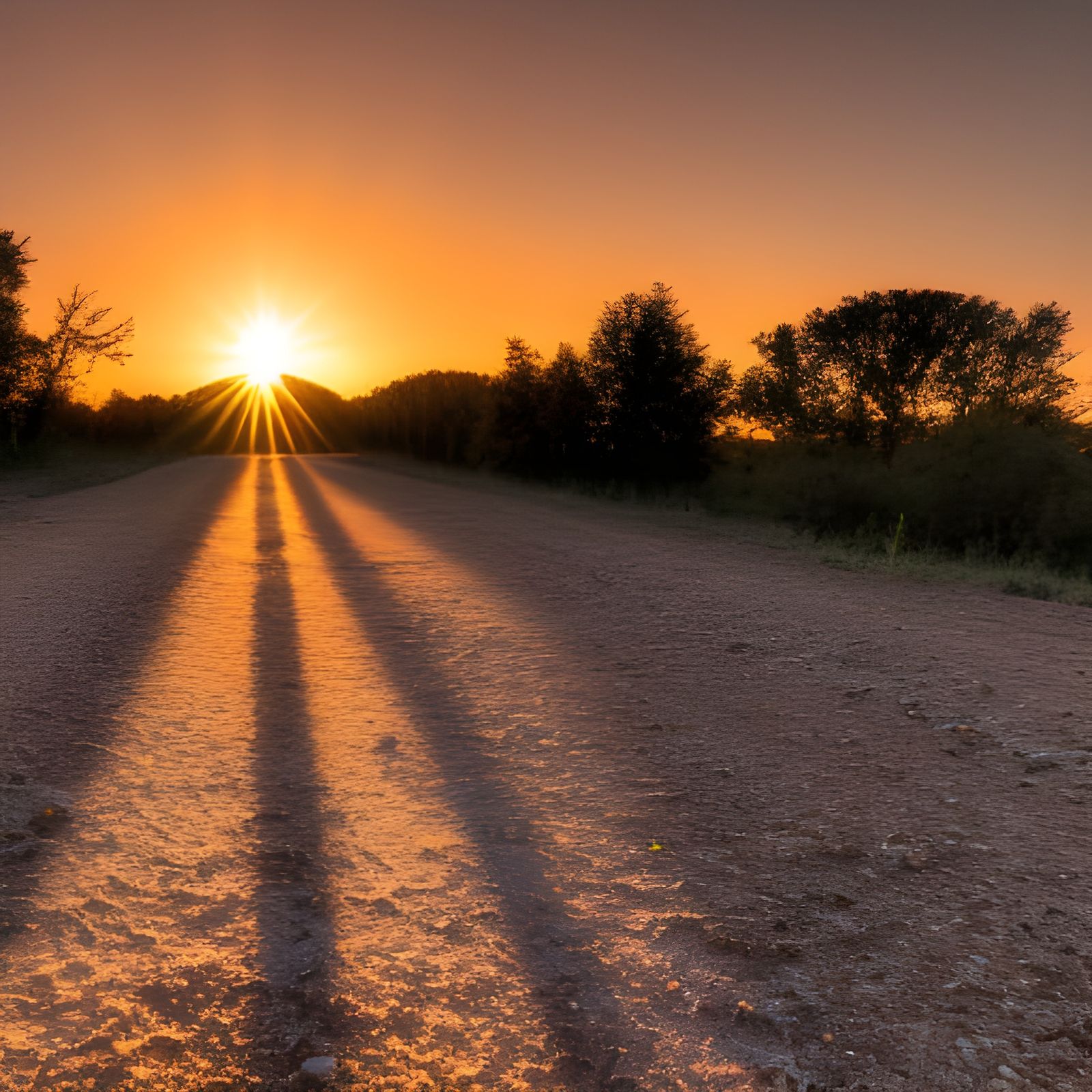 Golden Dawn on a Rustic Dirt Road