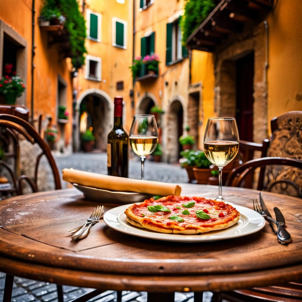 Italian Trattoria Table Scene in Emilia Romagna
