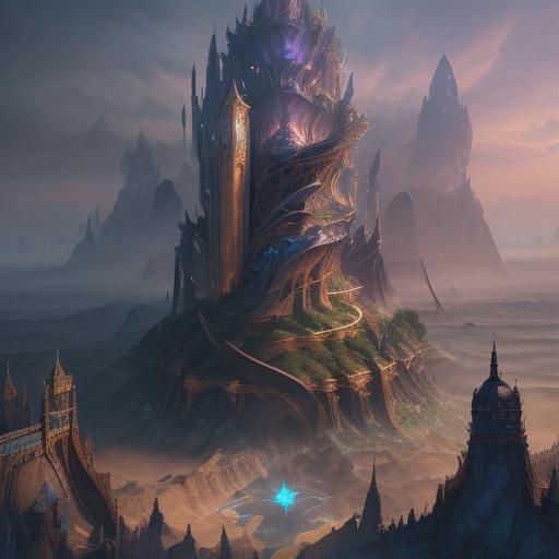 AI-Enhanced Grand Library: Fantasy Concept Art