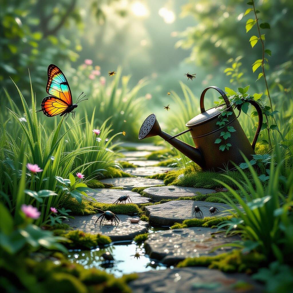 Enchanted Microscopic Garden Reclaimed by Nature