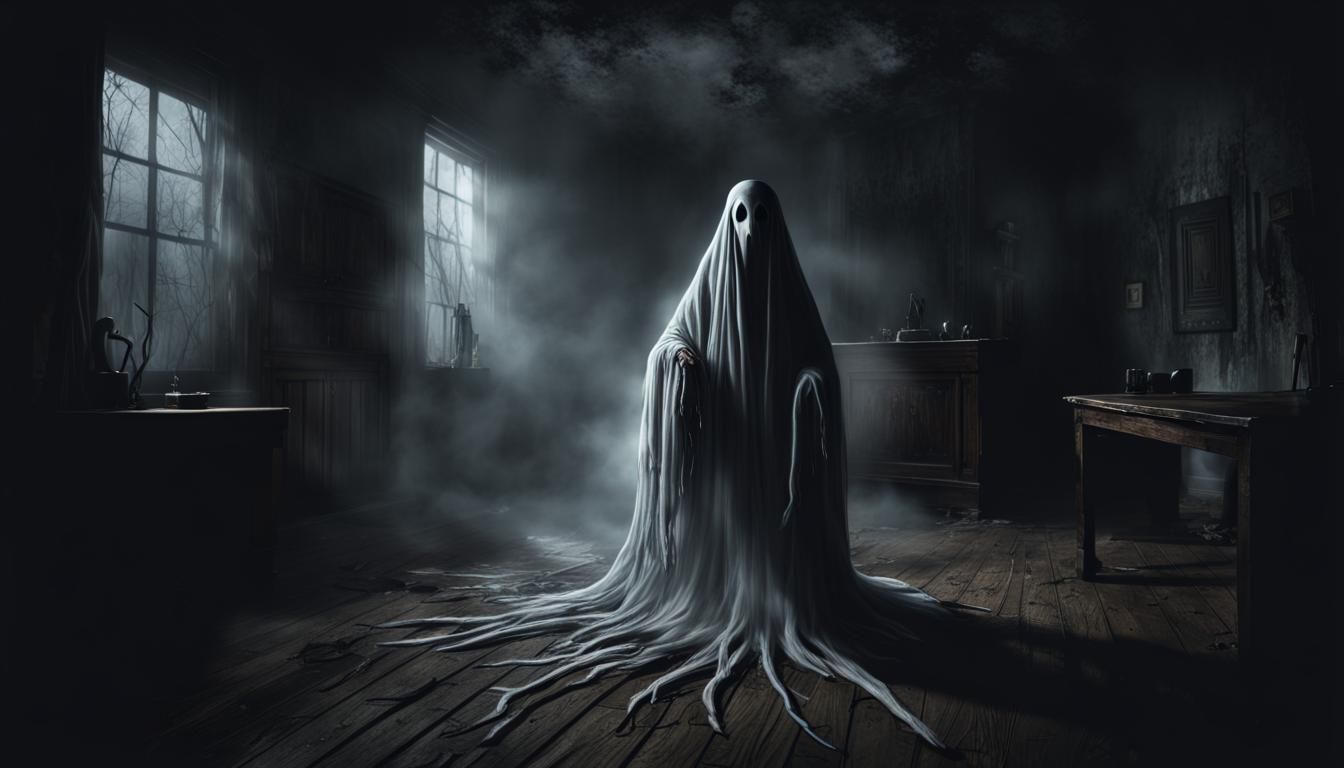 Eerie Ghost Apparition at Nightfall: Digital Matte Painting