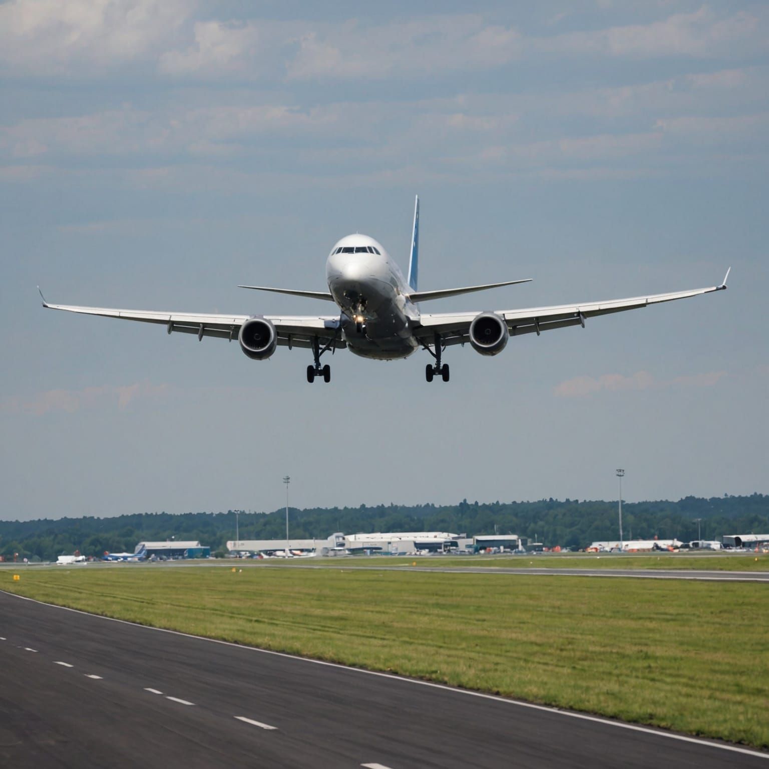 Airplane Landing at Airfield