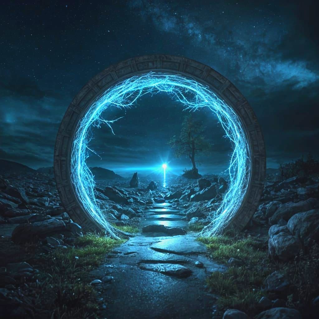 Interdimensional Portal to Bright Light: HDR Night Forest