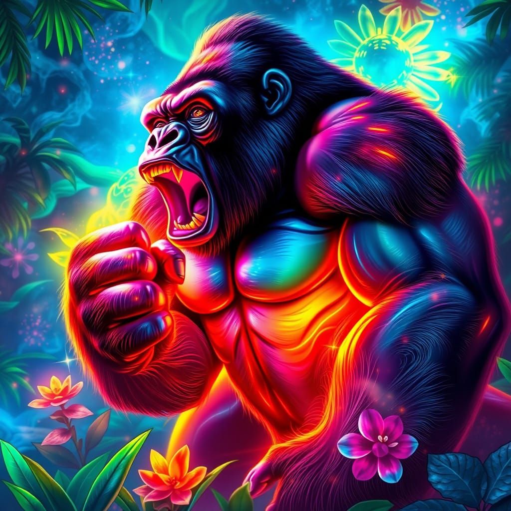 Glowing Gorilla Unleashes Cosmic Power