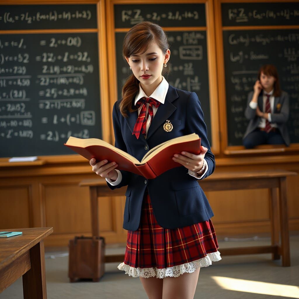 Elegant Scholar in a Classic Classroom Scene