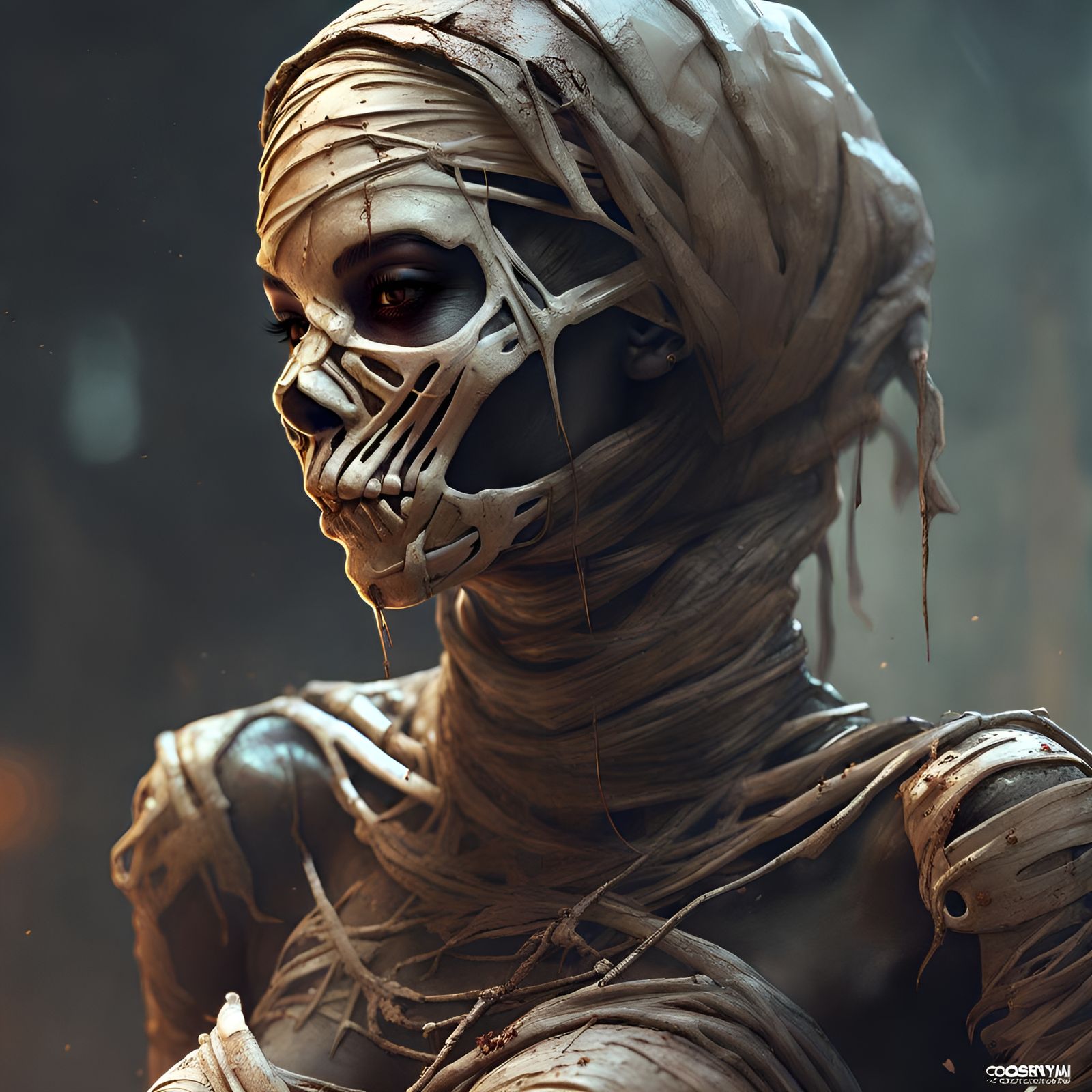 Latex Female Mummy: Hyperdetailed Fantasy Art
