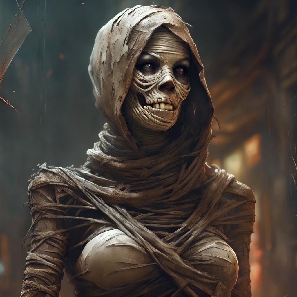 Hyperdetailed Latex Female Mummy Fantasy Art