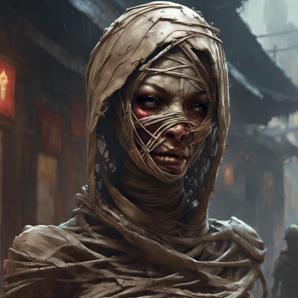 Hyperdetailed Latex Female Mummy Fantasy Art