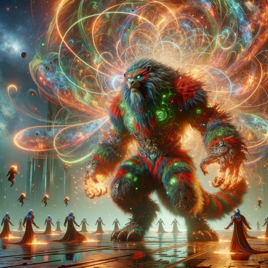 Leopard Wizard Conjuring Energy on Alien Planet