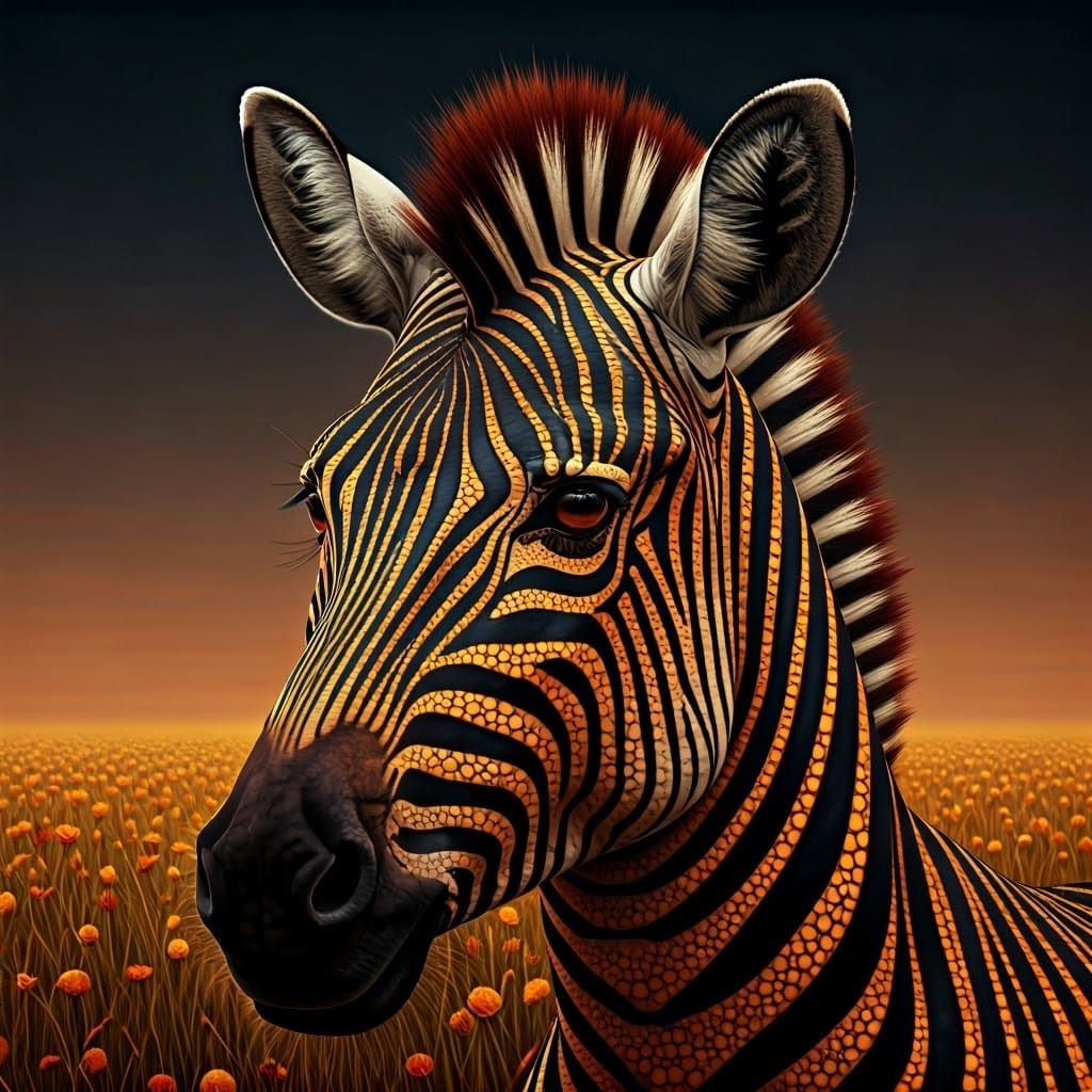 Polka Dot Zebra Portrait: Avant-Garde 3D Art