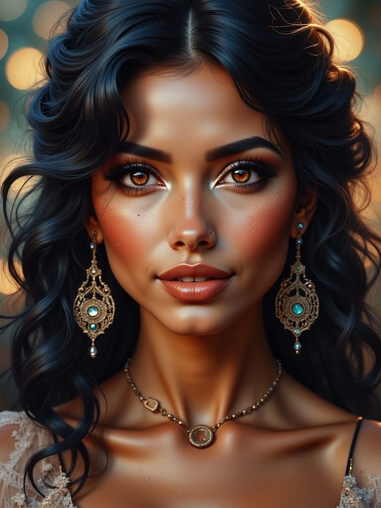 Ravishing Gypsy Princess Portrait in Hyper-Detailed Acrylic ...