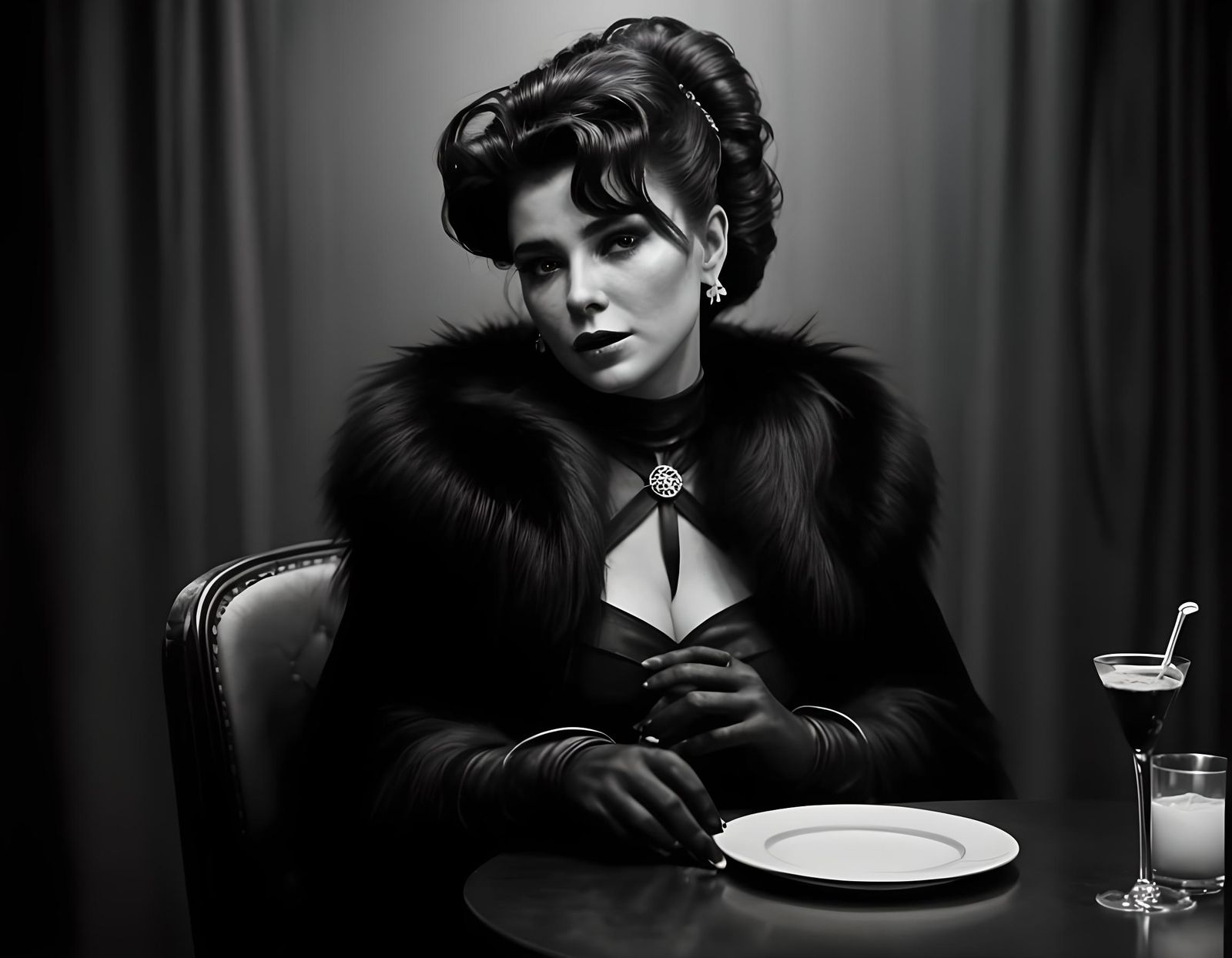 Glamorous Woman at Supper Club, Vintage Style