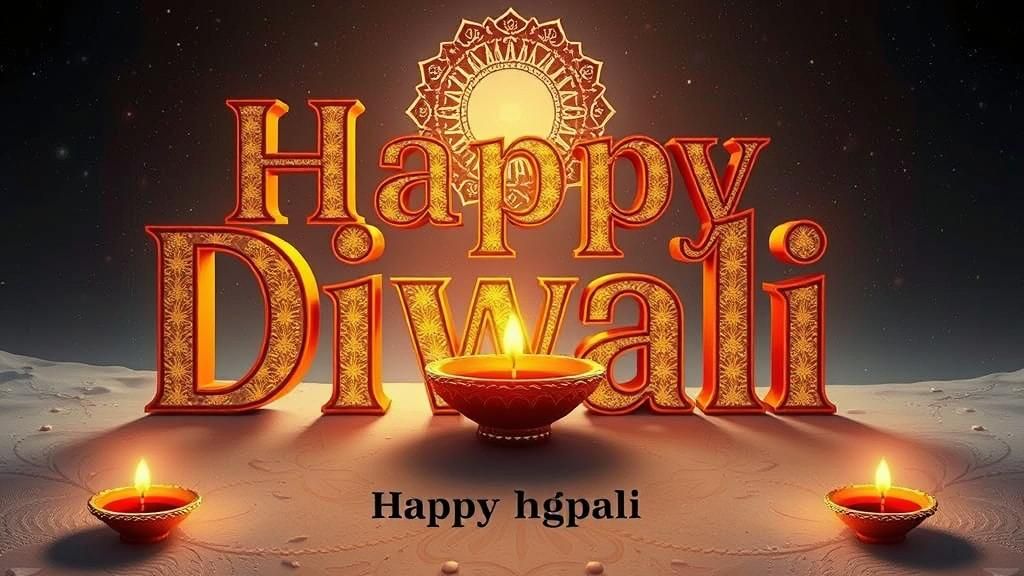Happy Diwali in Luxurious 3D Golden Typography