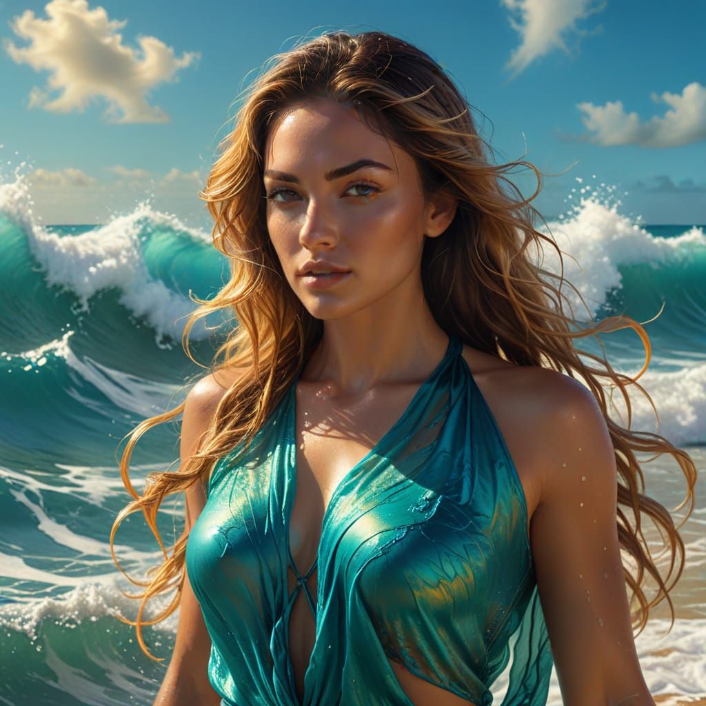 Goddess of the Radiant Ocean in Silk Attire