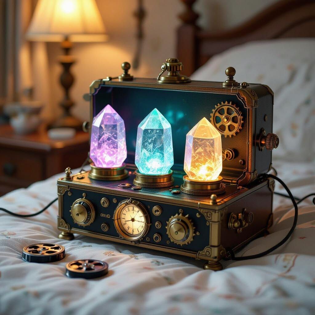 Dream Recorder with Crystals, Steampunk and Ghibli Style