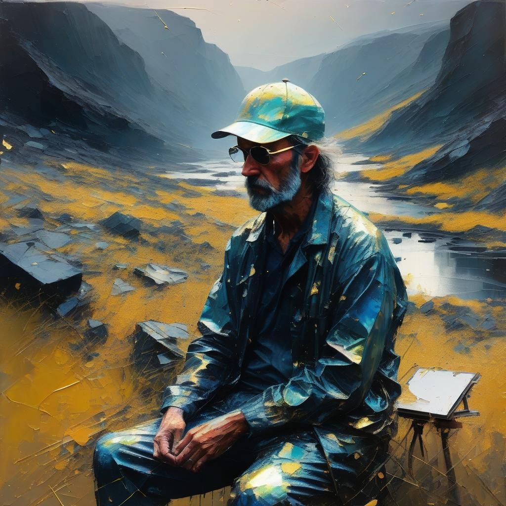 Irish Carpenter: Glitchcore Impasto Portrait