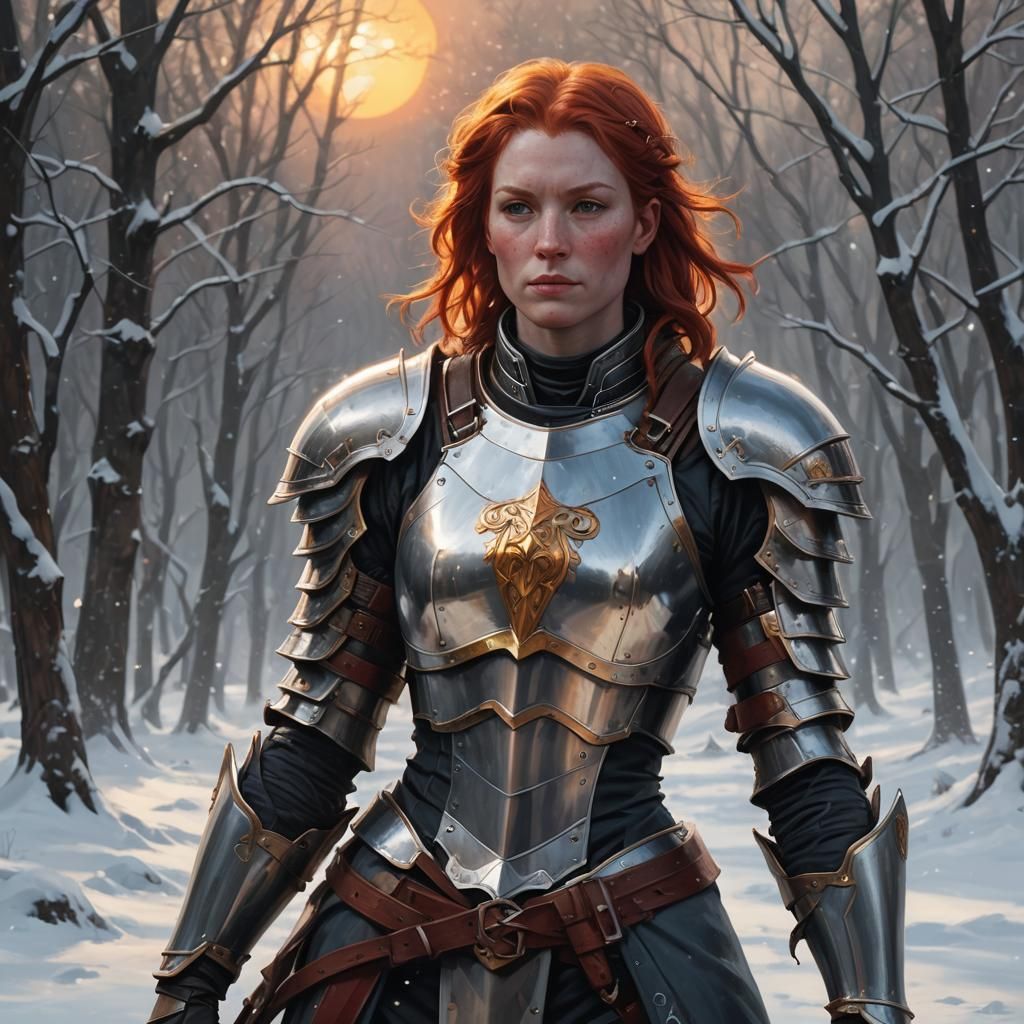 Confident Paladin Portrait in Oil Paint Style