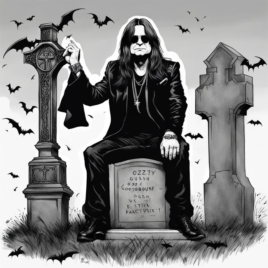 Ozzy Osbourne Fan Art in Graveyard Sketch