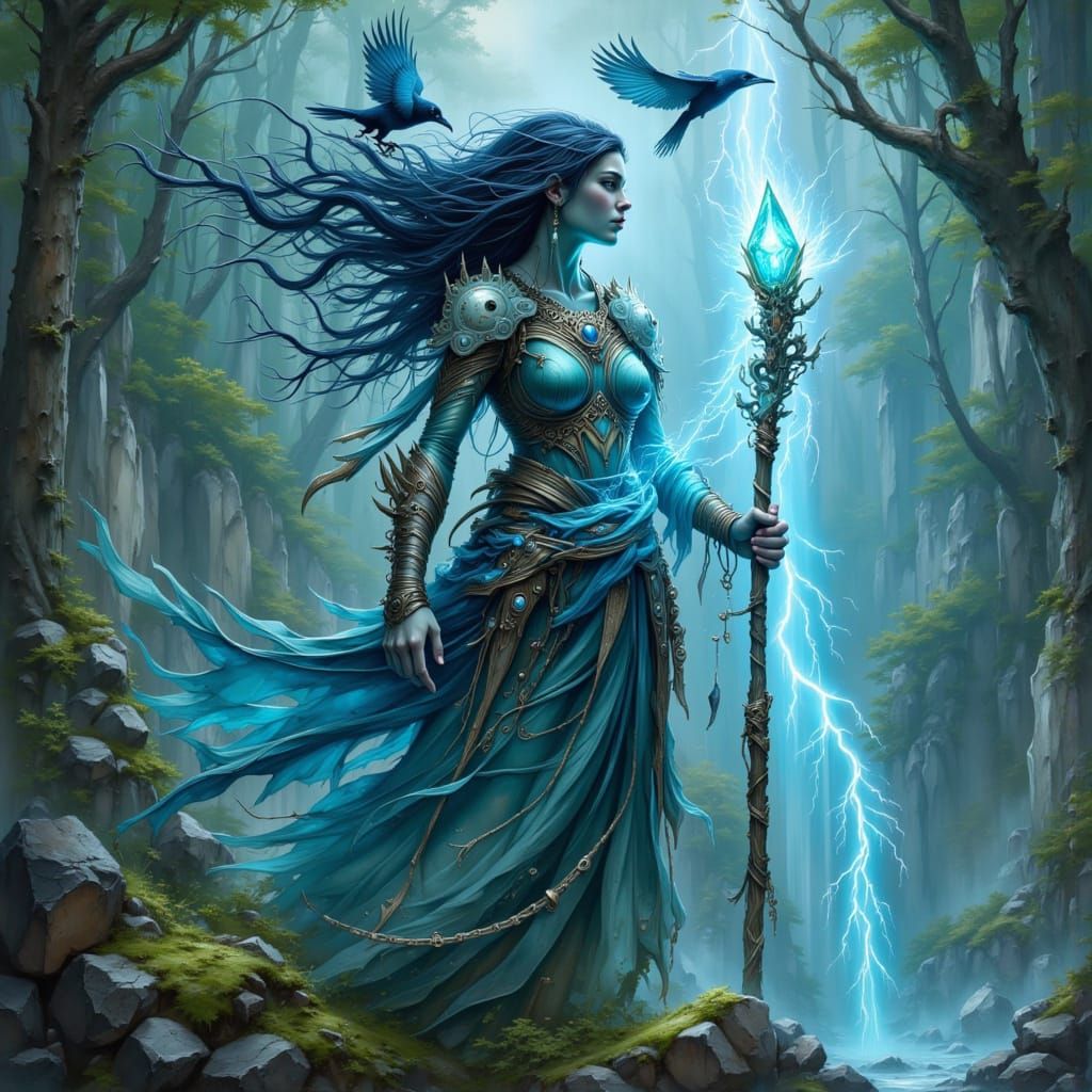 Druid of the Storm with Mechanical Raven