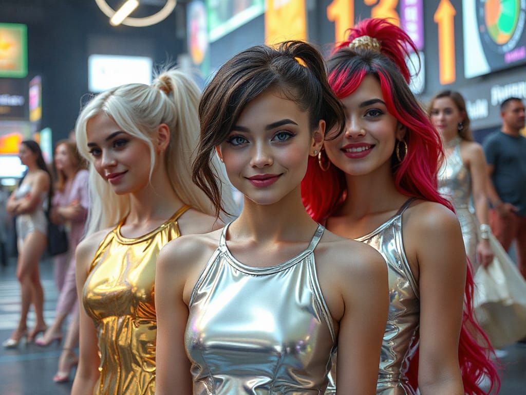 Ethereal Goddesses in a Hyperfuturistic City