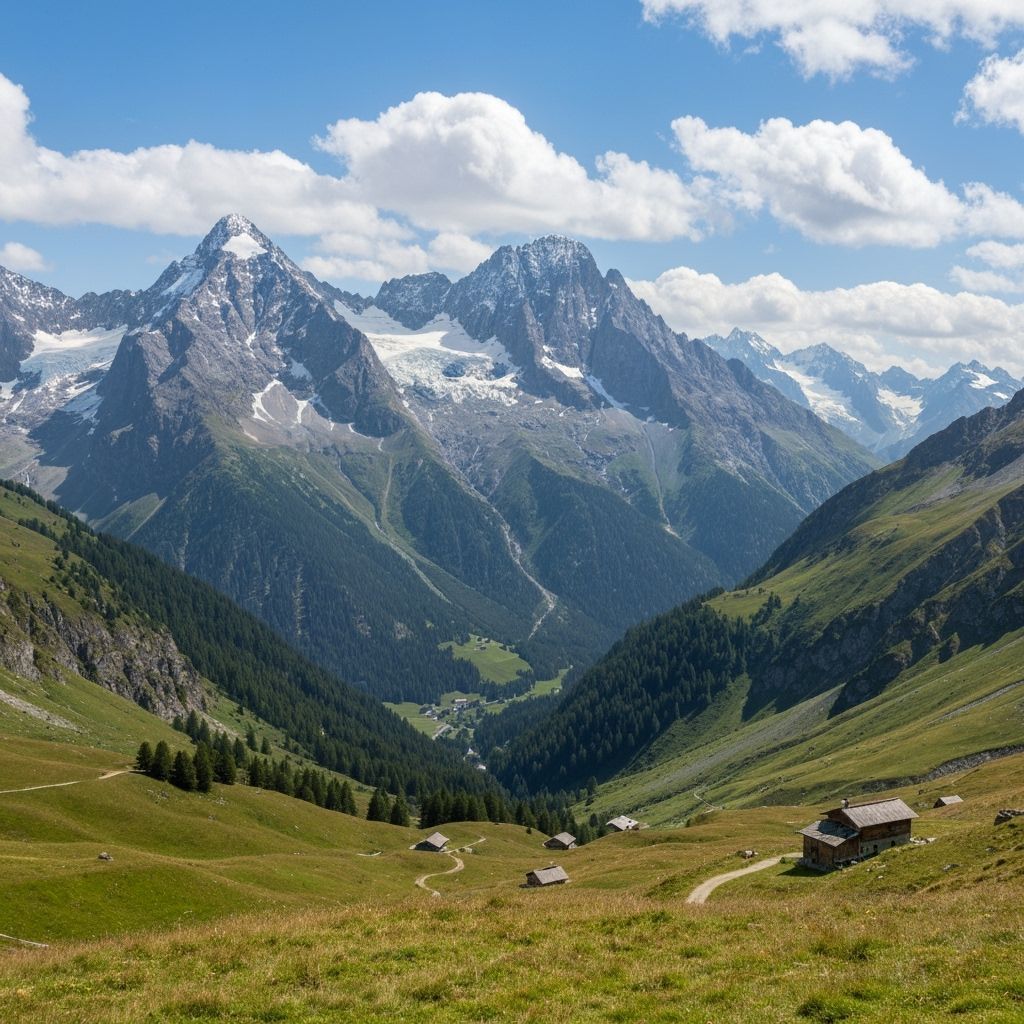 Majestic Alps Mountain Range Snow Peaks and Valleys