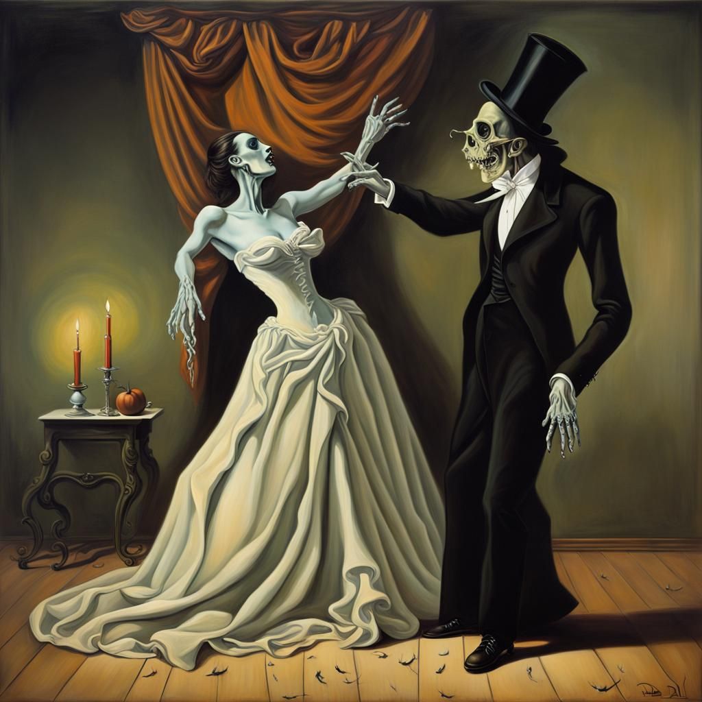 Surreal Vampire Seduction in Victorian Waltz, Dali Style