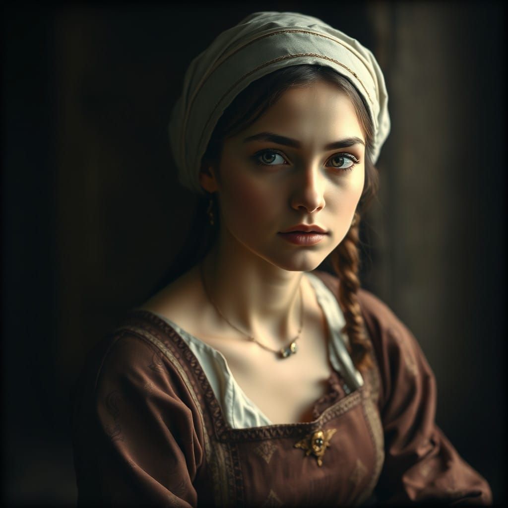 Medieval Noblewoman Portrait in Da Vinci's Style