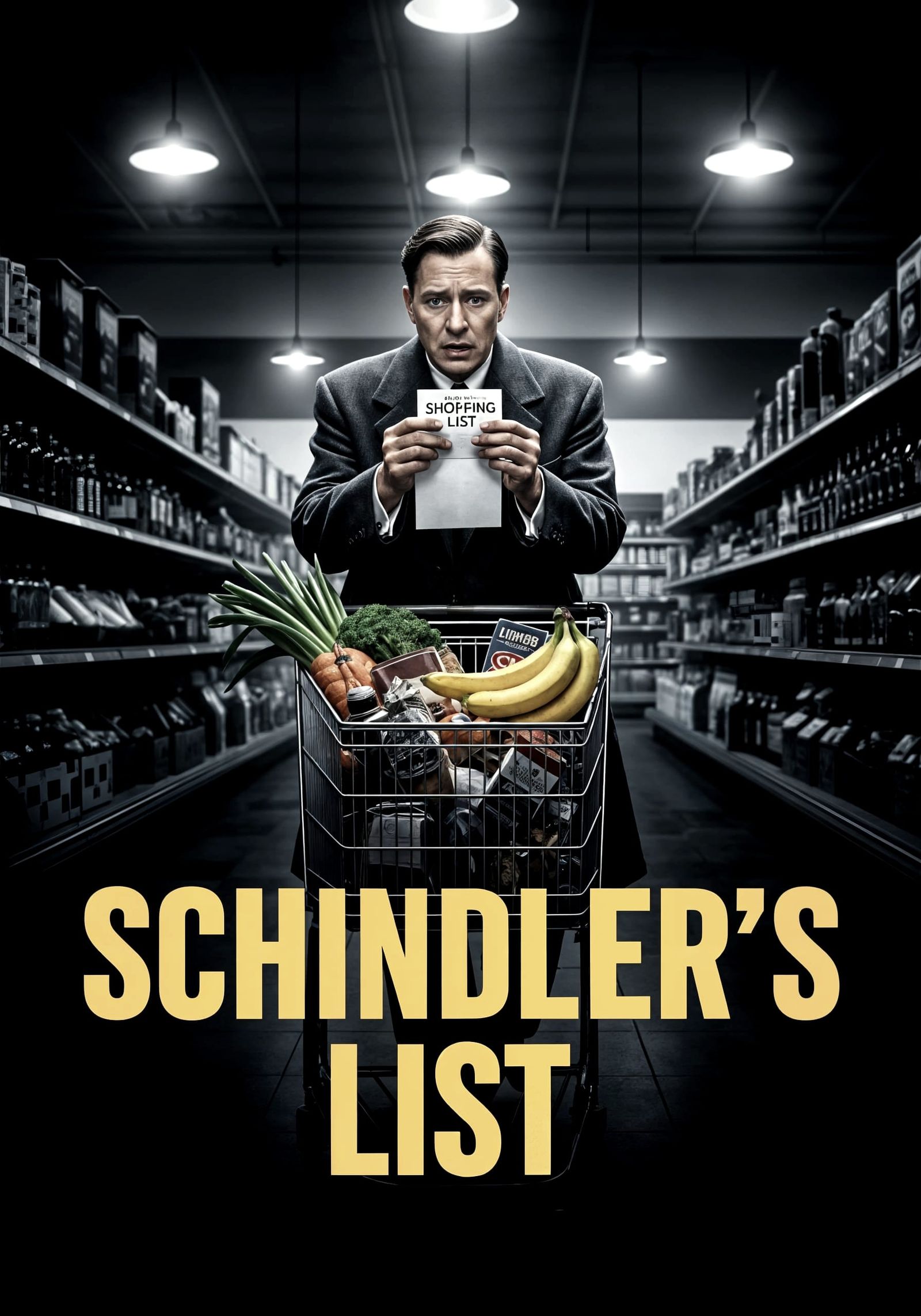 Schindler's List Movie Poster in 1930s Film Noir Style