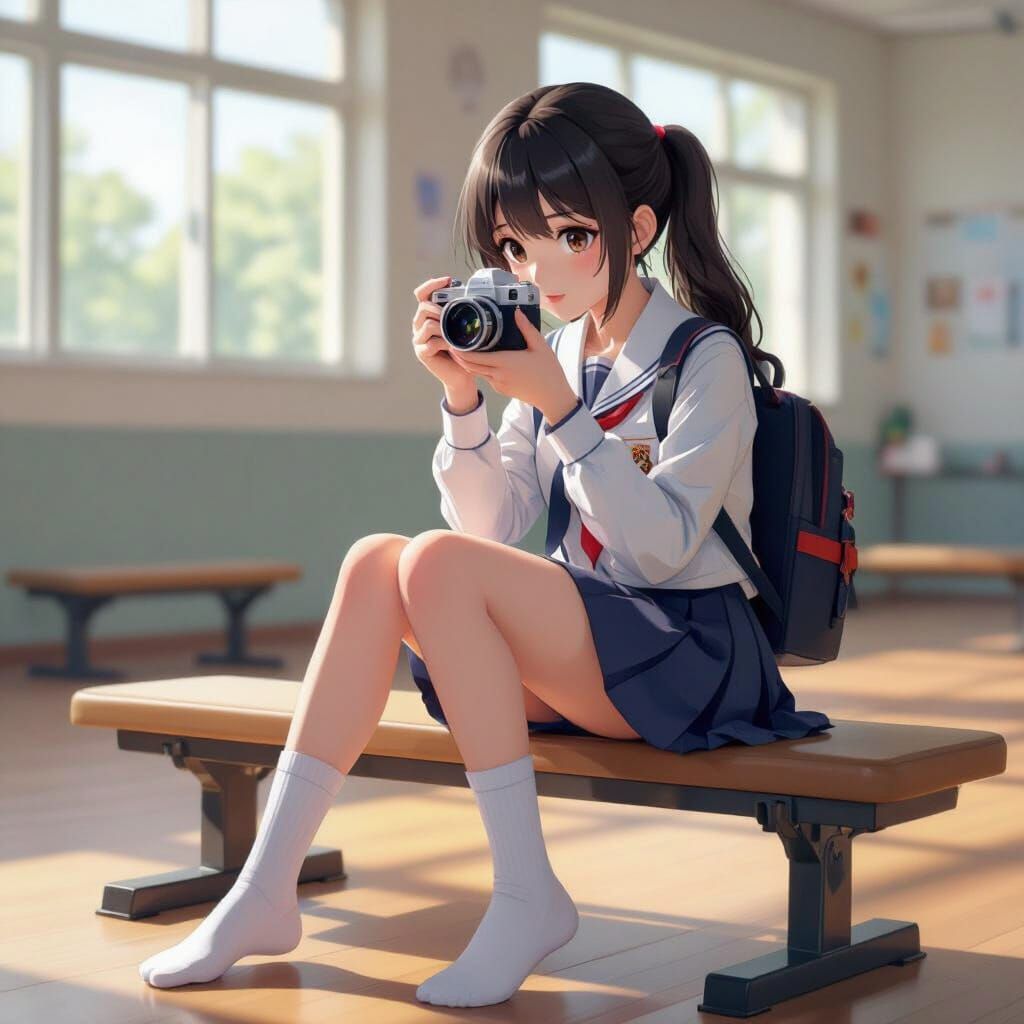 Schoolgirl Captures Socks in 3D Anime Style