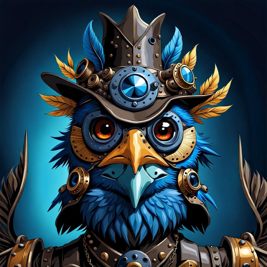 Steampunk Bird in Plague Mask Vector Art