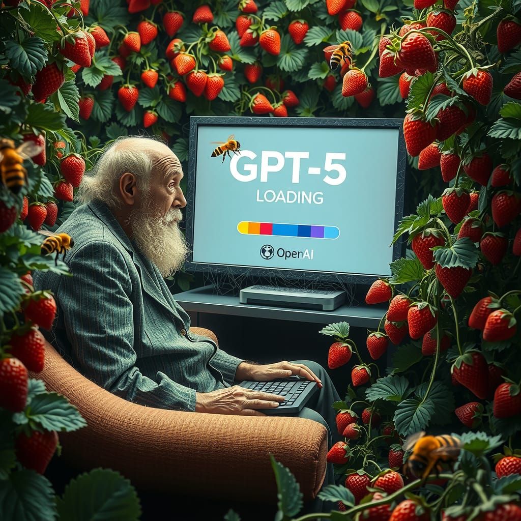Hyperrealistic Old Man Waits for GPT-5 Surrounded by Jungle