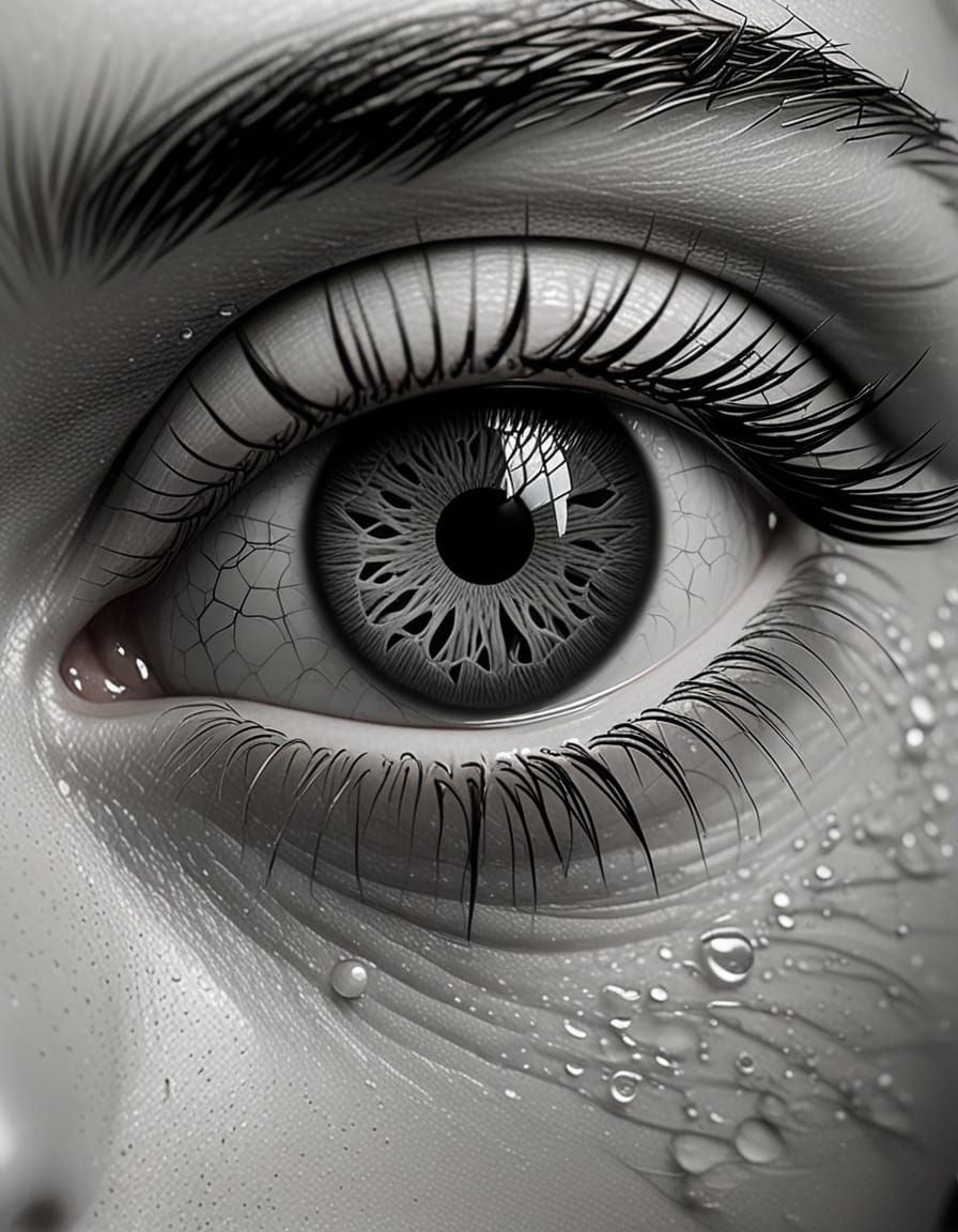 Monochrome Macro: A Human Eye in Striking Detail