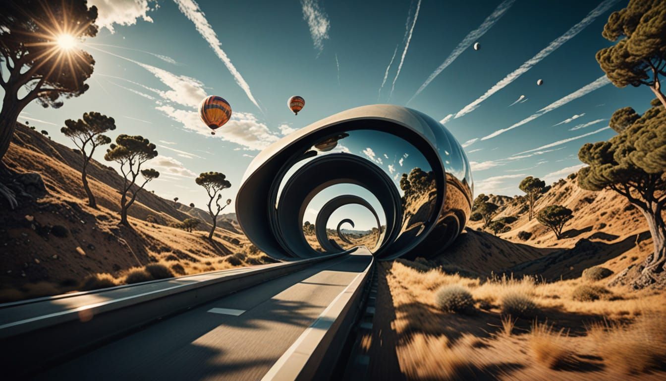 Surrealist Landscape in Dynamic Motion