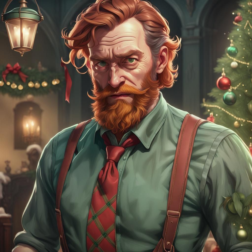 Joyful Reverend Celebrates Christmas: Detailed Portrait