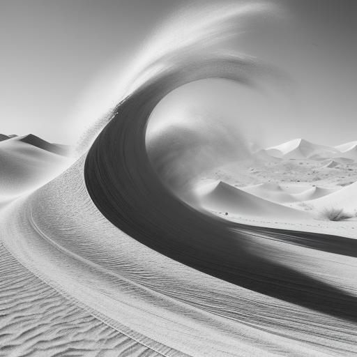 Windswept Mojave Desert in Fluxus Vorticism Style