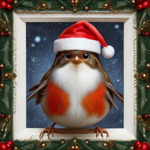 Festive Christmas Robin Portrait